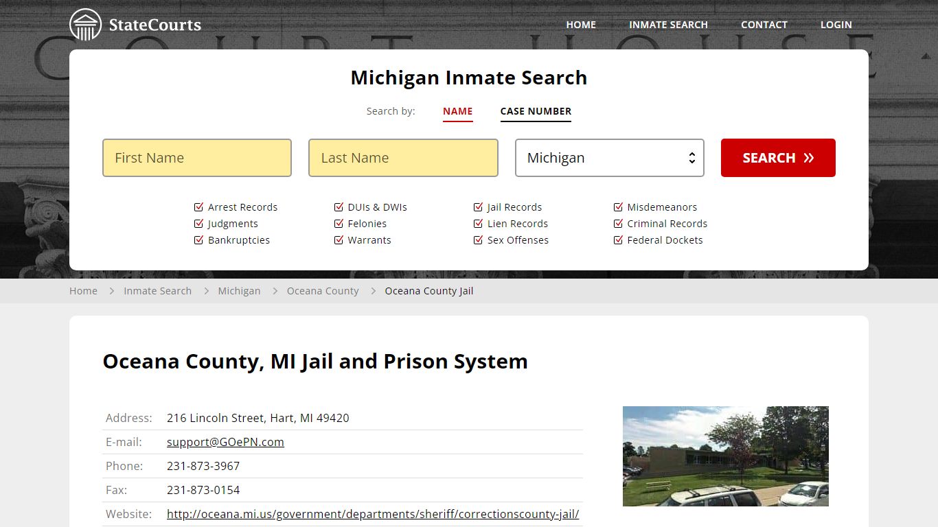 Oceana County Jail Inmate Records Search, Michigan - State Courts